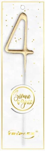 Pucketava svjećica broj 4, zlatna 16,5 cm