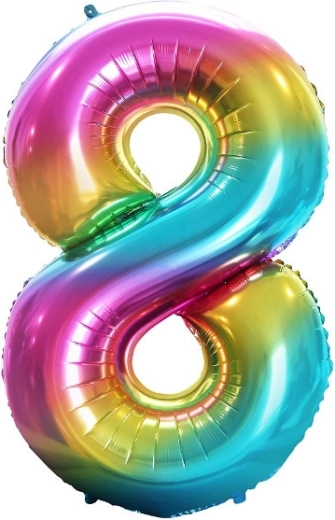 Folijski balon broj 8 u duginim bojama 85 cm