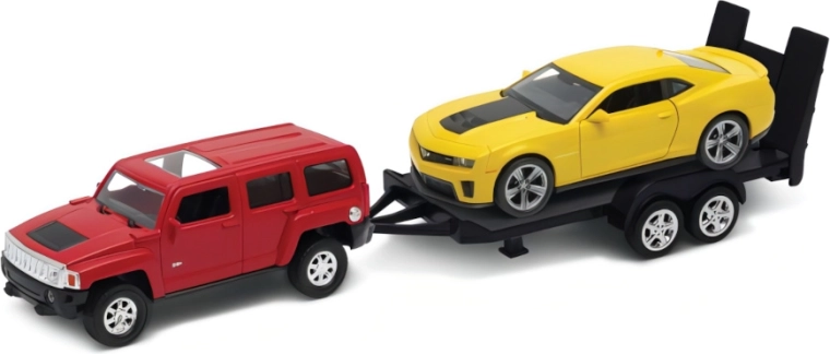 Welly autovlak Hummer H3 + Chevrolet Camaro ZL1 1:34