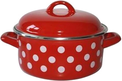 Emajlirani lonac s poklopcem 24 cm TOČKICE crveni 4,8 l