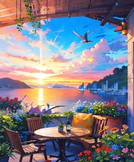 Dijamantno slikanje Sjedenje kraj jezera 30 × 40 cm