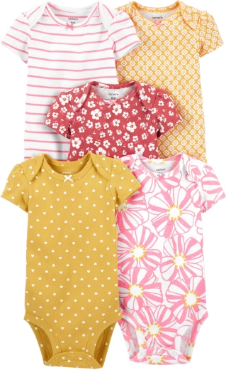 Carter's djevojački bodi kratkih rukava pink/yellow, 5 kom, vel. 56 (NB)