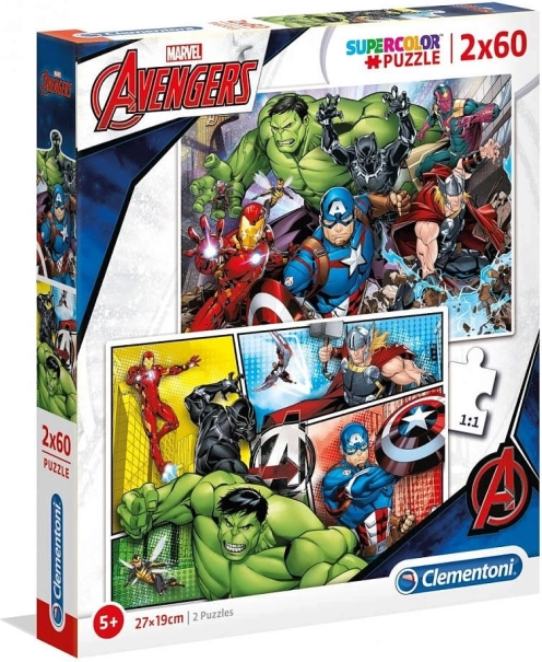 Puzzle 2x60 dijelova Super Kolor - Avengers