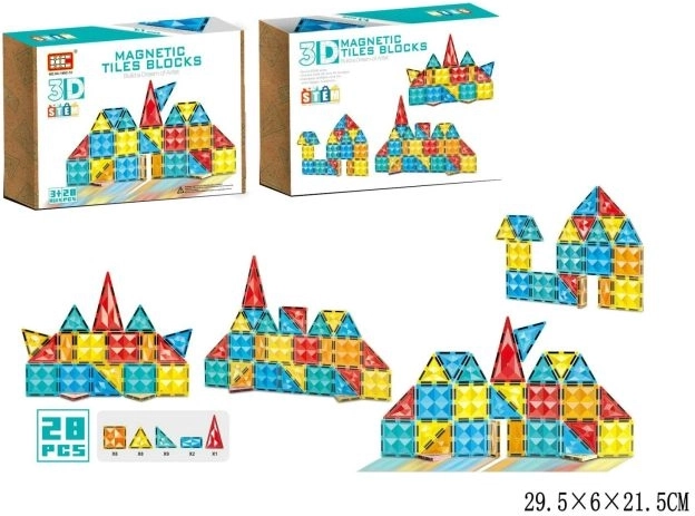 Magnetic building set with 28 pieces