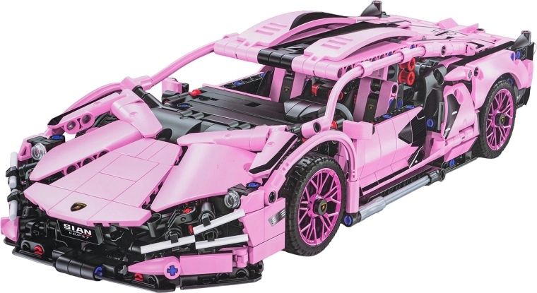 Pink sports car building kit 1280 pieces