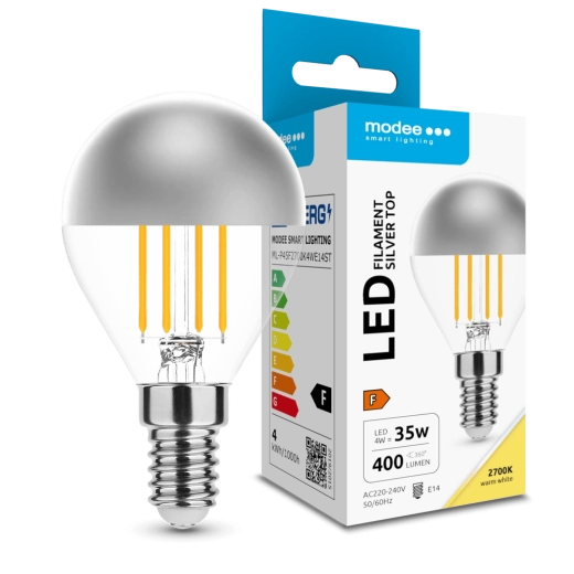 Modee LED žarulja Filament Globe Mini P45 Silver Top 4 W E14, 400 lm, toplo bijela