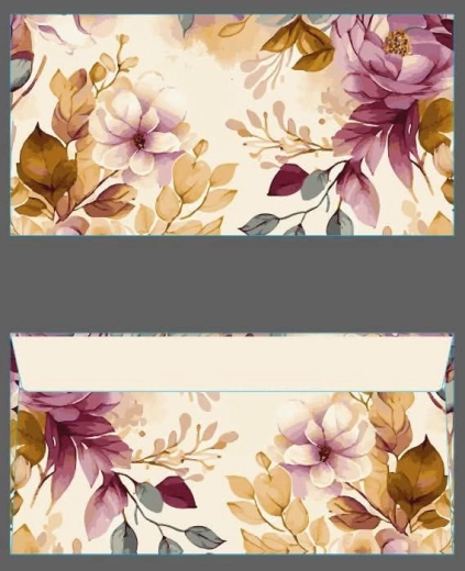 Colored DL Envelope with Flower Design