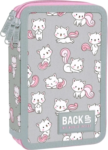 Three-compartment pencil case with supplies BackUP kittens kitty