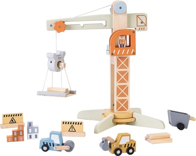 2Kids Toys drveni građevinski kran s priborom