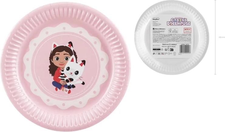 Papirnati tanjurići Gabinina mačja kućica 18 cm, 6 kom
