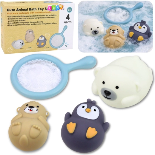 Set kupačkih igračaka s pastelnim životinjicama i mrežicom, 4 kom