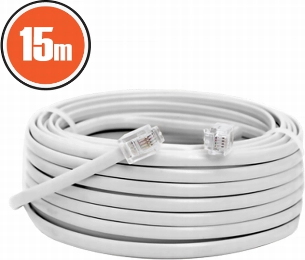 Telephone cable 6P4C, 15 m, white