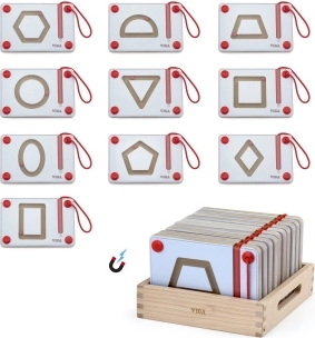 Wooden Magnetic Board for Practicing Geometric Shapes - 10 pcs