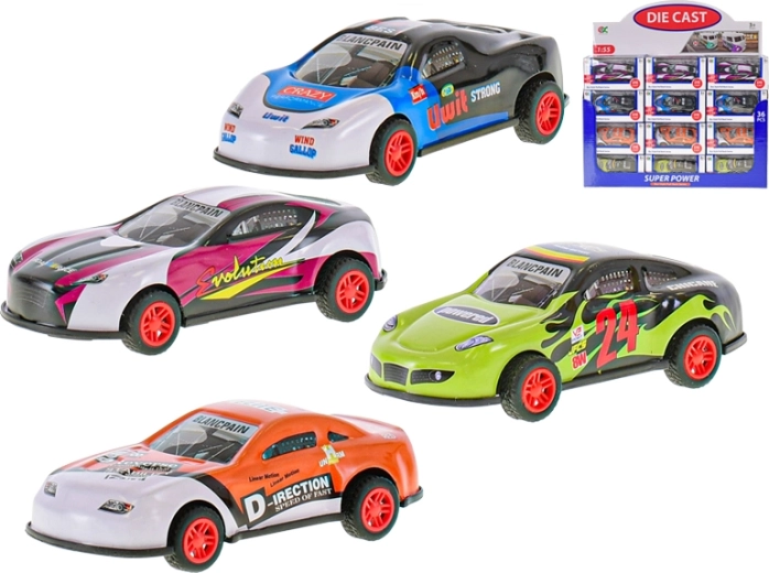 Metalni autić 9 cm s mehanizmom na navijanje, 1:55, 4 vrste