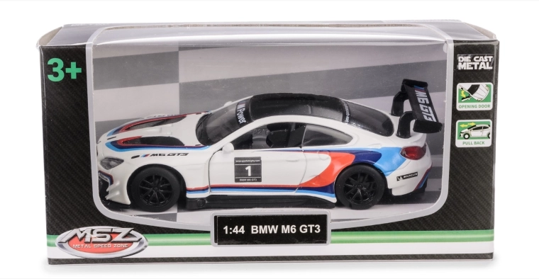 Model BMW M6 GT3 1:44 s otvarajućim vratima i pull-back mehanizmom