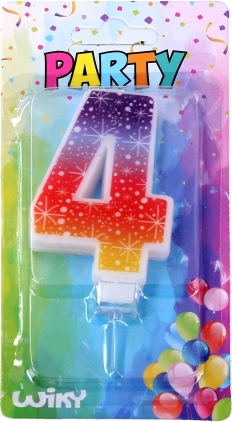 Rođendanska svijeća u obliku broja 4 sa zvjezdicama