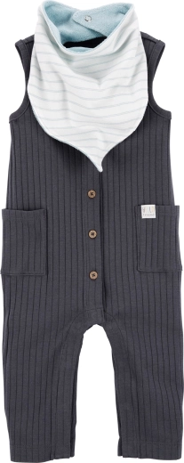 Carter’s 2-dijelni set: kombinezon bez rukava i slinček charcoal za dječaka