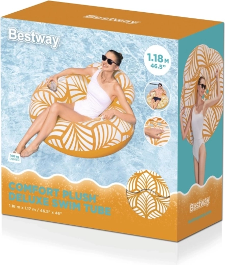 Nafukavajući plutajući prsten Plush deluxe s naslonom i držačem za piće