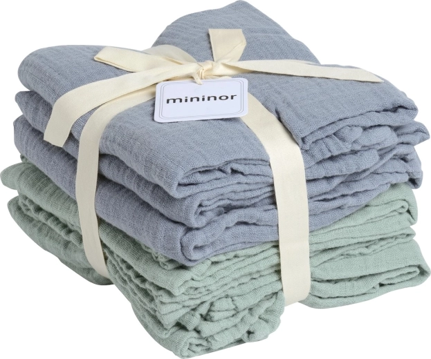 Mininor muslinske organske pelene Grey Seal/Willow Green (6 kom)