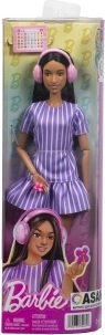 Barbie Fashionistas lutka u ljubičastoj prugastoj haljini