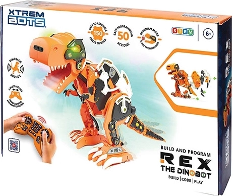 Xtrem Bots robotski dinosaur Rex na daljinsko upravljanje (STEM set za slaganje)