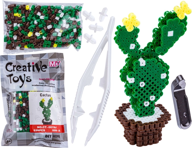3D iron-on beads – flower template: cactus in a flowerpot (bag) - 1 piece