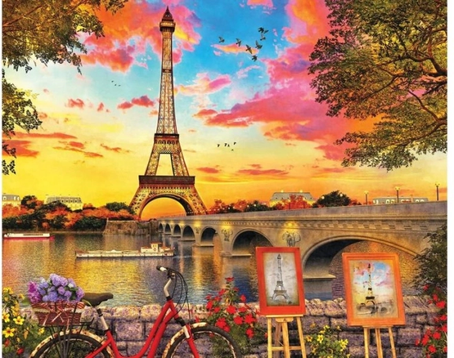 Dijamantno vezenje (diamond painting) panorama Pariza – Eiffelov toranj 40 × 30 cm - 1 komad