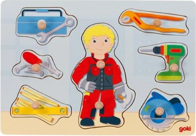 Drvena slagalica s umetkom Mehaničar Goki