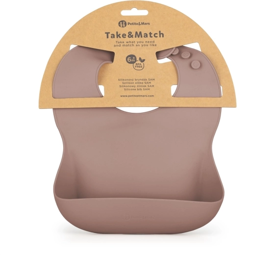 Petite&Mars silikonska podbradak Take&Match Velvet Latte 6m+