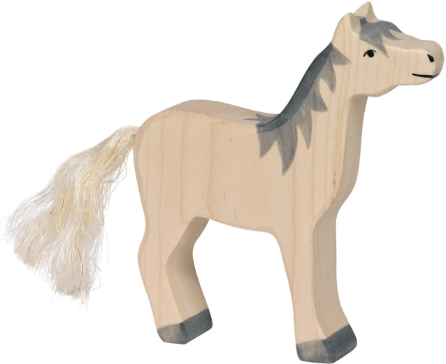 Horse with Raised Head, Gray Mane HOLZTIGER - 1 piece