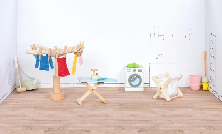Goki laundry room accessories for a dollhouse