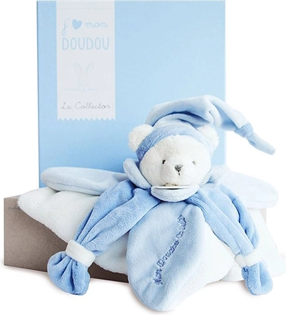 Poklon set Doudou – plišana tješilica plavi medo 24 cm
