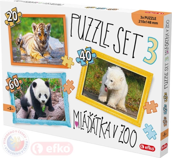 EFKO puzzle 3-in-1 baby animals at the zoo 21 x 15 cm