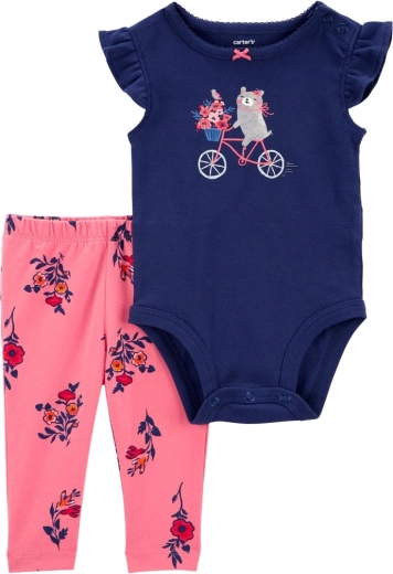 Carter's 2-dijelni set: bodi s kratkim rukavima i tajice navy Bike za djevojčicu