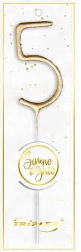 Pucketava svjećica broj 5 zlatna 16,5 cm