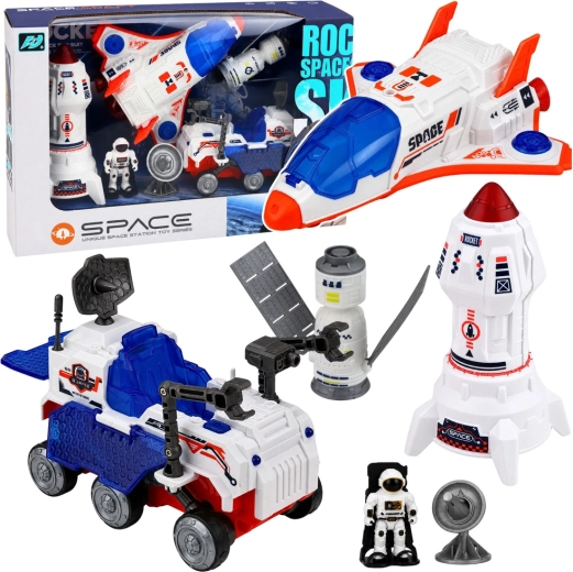 Svemirski set s raketom, svemirskim shuttleom i roverom
