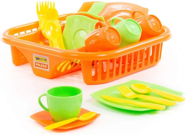 Children's Dish Set with Drainer