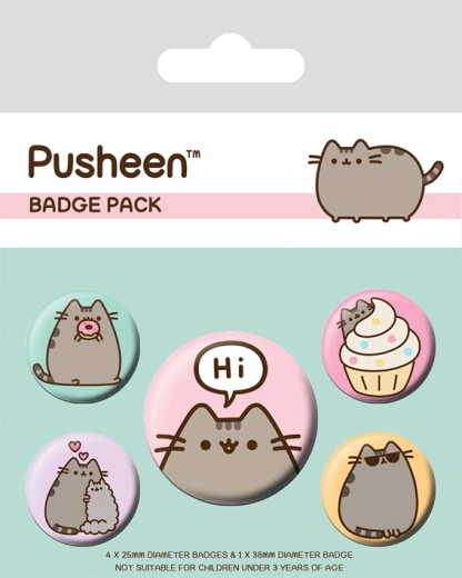 Set bedževa Pusheen Hi