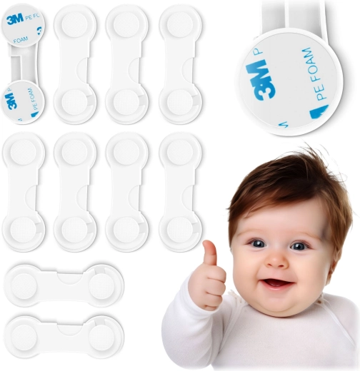 Dječje sigurnosne brave za ormariće RICOKIDS, bijele, set 10 kom