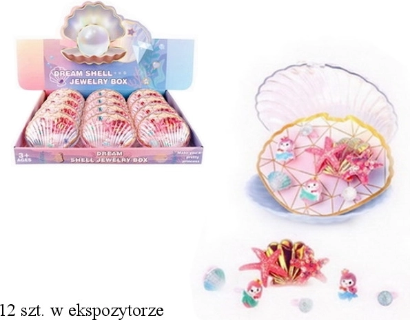 Kids' jewelry set in a seashell – rings and hair clip
