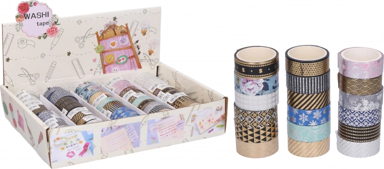 Dekorativna washi traka 1,5 cm × 3 m – razni motivi