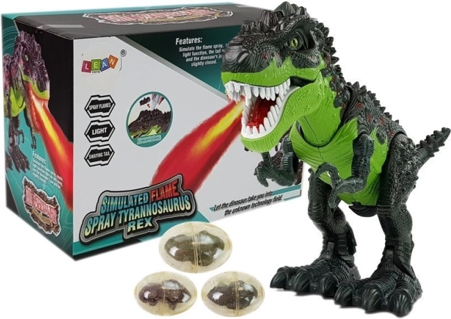 Interaktivni dinosaur T‑Rex na baterije – nese jaja i izbacuje paru, zeleni