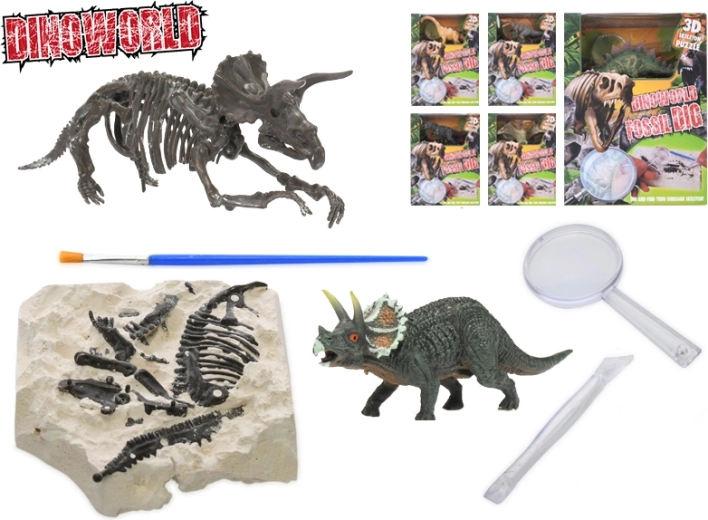 Dinoworld dinosaurus 12 cm sa skamenjeninom u gipsu – paleontološki set za djecu