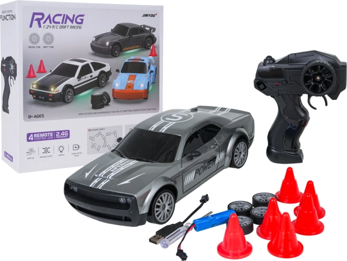 Remote-controlled drift car 1:24 with accessories