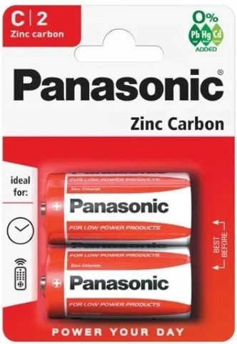 Cink-ugljične baterije PANASONIC R14 C, 1,5 V, 2 kom