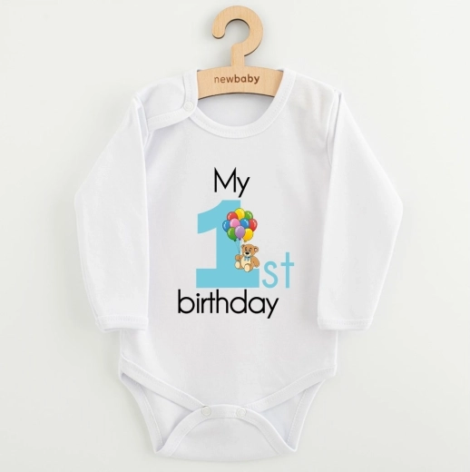 Dječji bodi New Baby My 1st birthday plavi s dugim rukavima