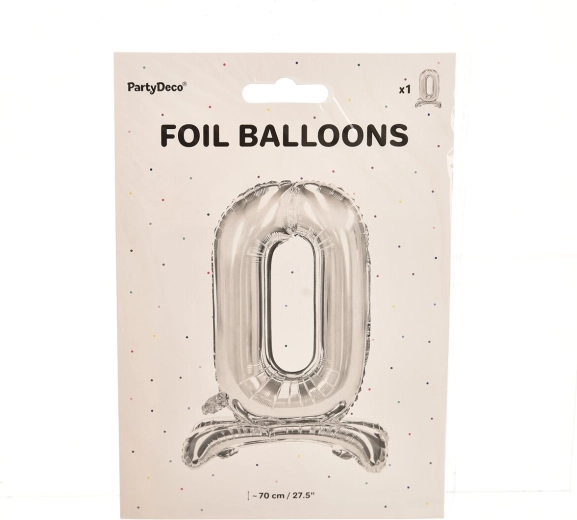 Samostojeći folijski balon broj 0 srebrni 70 cm