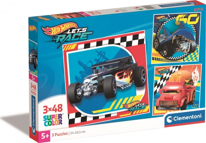 Puzzle 3×48 dijelova HOT WHEELS – set kvadratnih puzzli CLEMENTONI