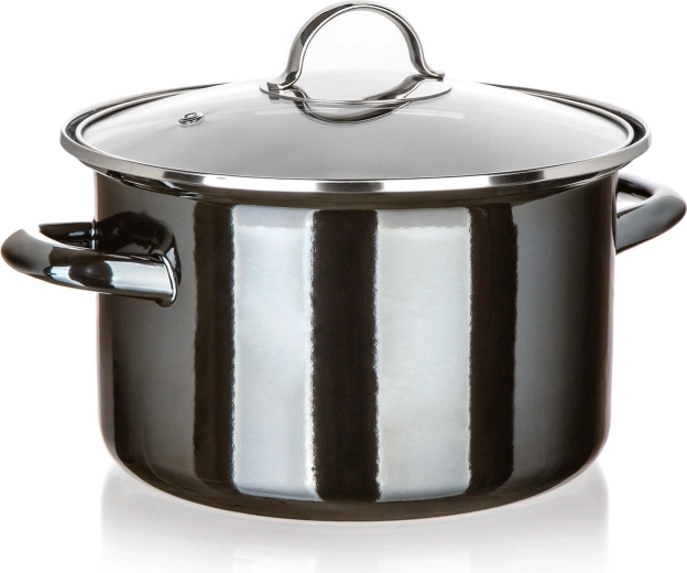 Emajlirani lonac sa staklenim poklopcem 24 cm 3,7 l Metallic Black