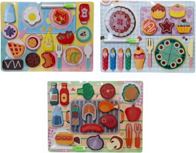 Wooden insert puzzle – foods and kitchen accessories (random variant) - 1 piece